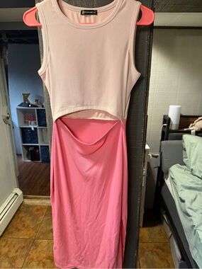 Two-Tone Pink Midi Dress